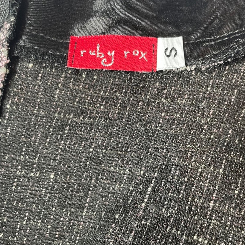 VTG Ruby Rox Pink Black Tweed Bow Off Shoulder Mini Dress Womens Small 60s Style - Picture 4 of 8